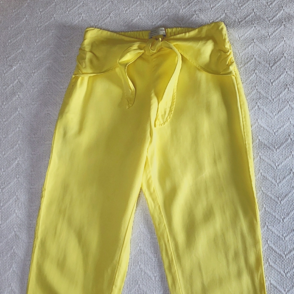 Zara Girls 13/14 Yellow Slim Fit Poplin Summer Jogger Pants